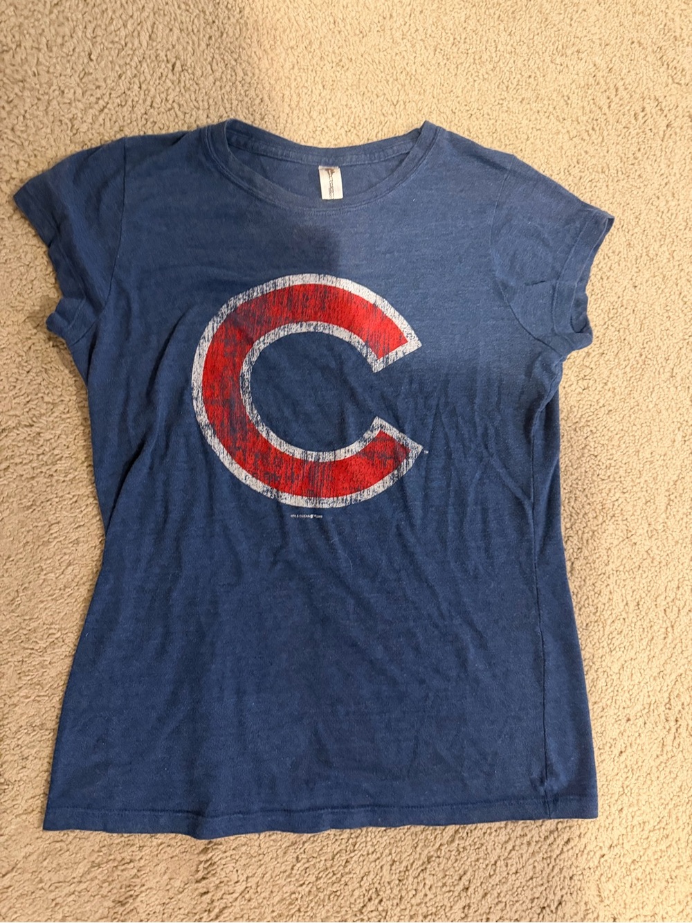 Women's Chicago Cubs Soft Blue Short Sleeve Tee